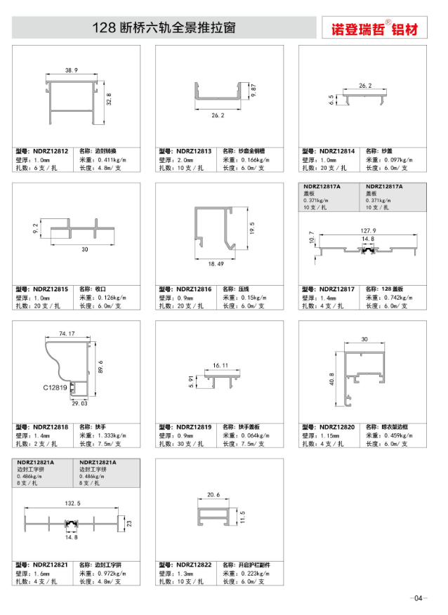 128系列窗料.
